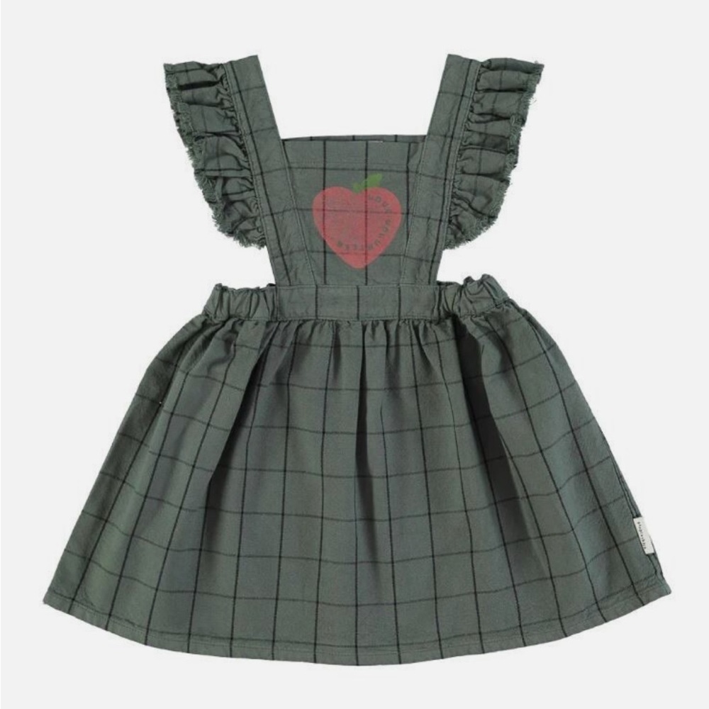 PIUPIUCHICK GREEN CHECKERED HEART PRINT SLEEVELESS DRESS NWT, 3Y